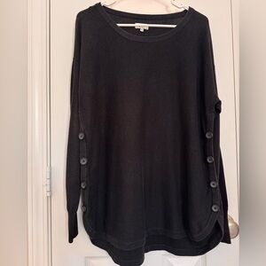 Crown & Ivy Black Sweater w Buttons Size XL